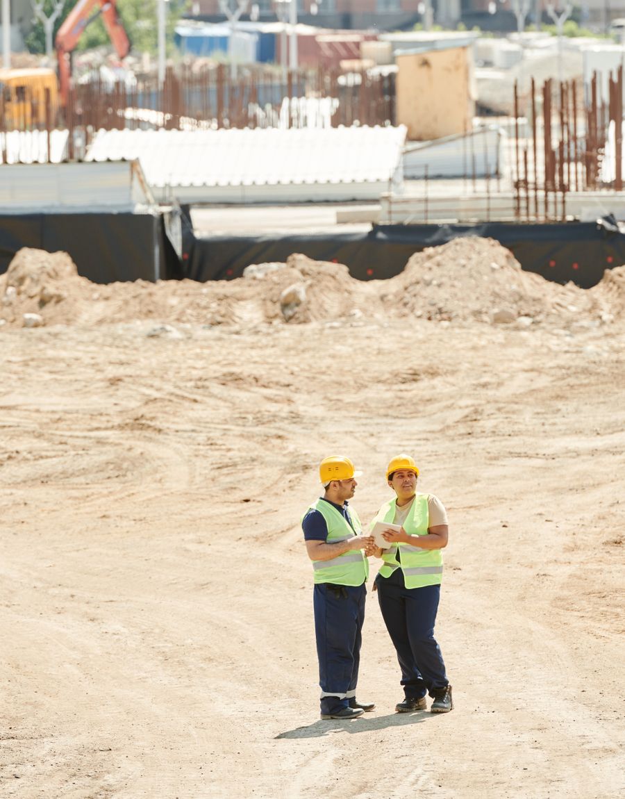 Site engineers on an active earthworks front